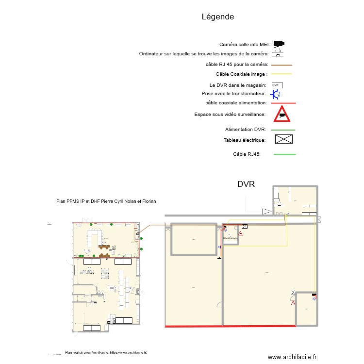 schema camera salle info MEI. Plan de 7 pièces et 1295 m2