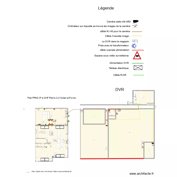 schema camera salle info MEI. Plan de 