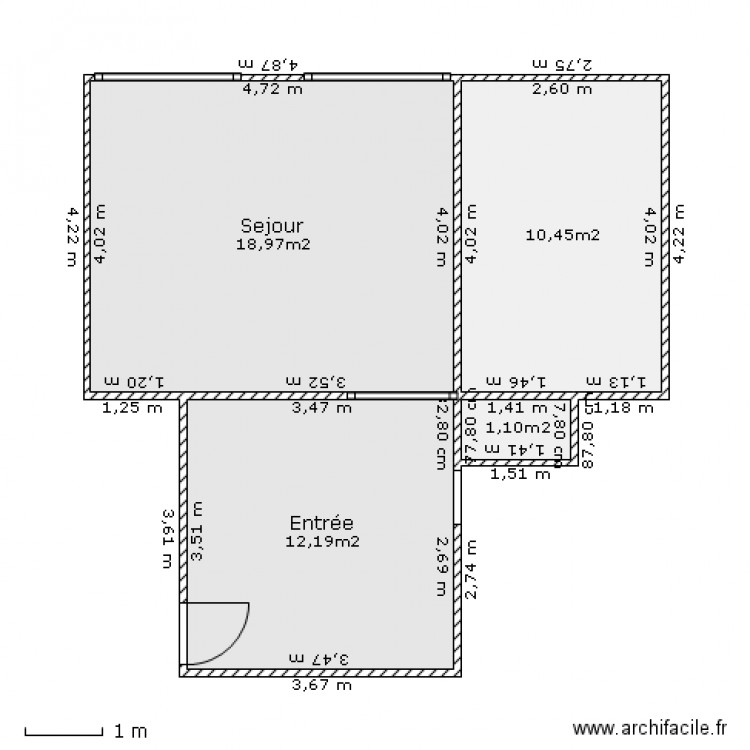 Sejour Entree Chambre degagement. Plan de 0 pièce et 0 m2