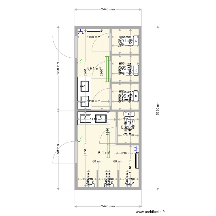 RAAL 2021 Sanitaire V2. Plan de 0 pièce et 0 m2
