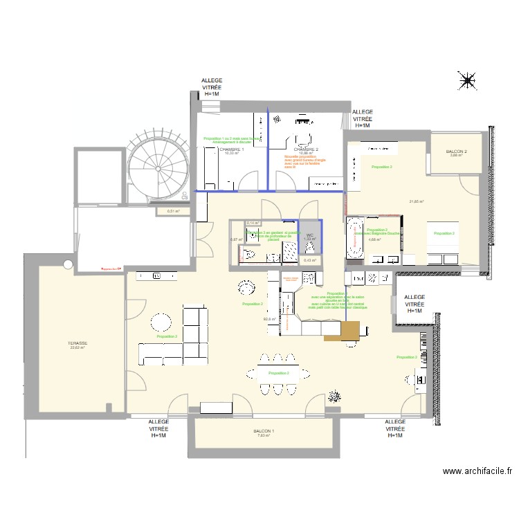 Plan Open Sky TMA v1. Plan de 15 pièces et 200 m2