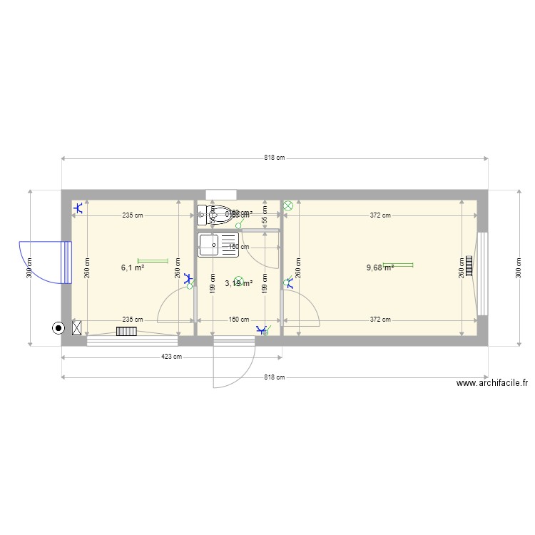 83019 WC évier  2 bureaux. Plan de 0 pièce et 0 m2