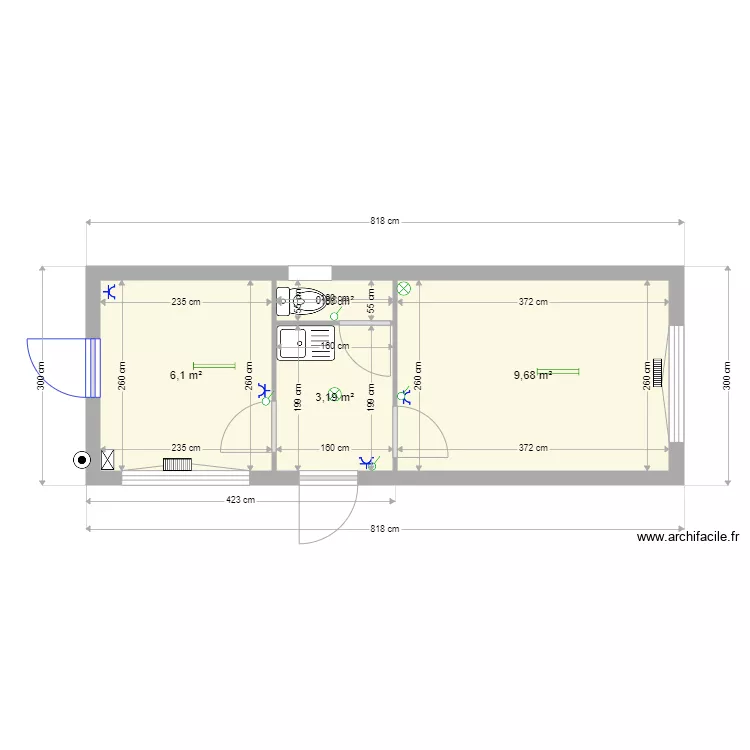 83019 WC &eacute;vier  2 bureaux. Plan de 