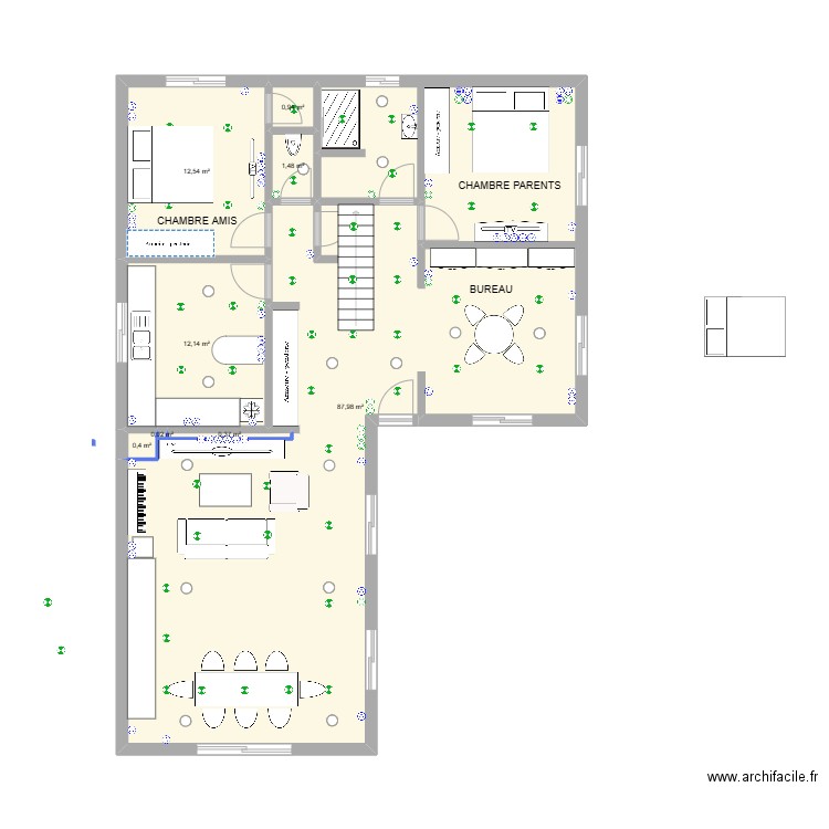 Maison Villevert - RDC. Plan de 8 pièces et 116 m2