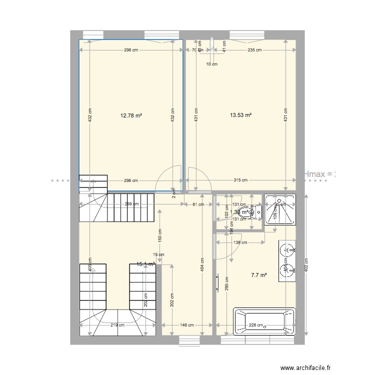 2ème étage Sdb wc séparés. Plan de 0 pièce et 0 m2