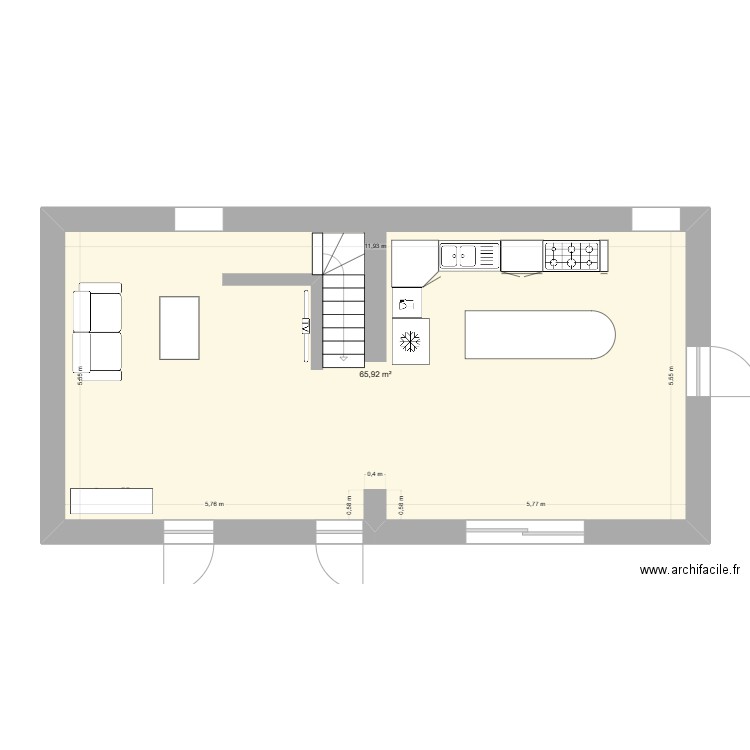 BONNASSIEUX. Plan de 1 pièce et 66 m2