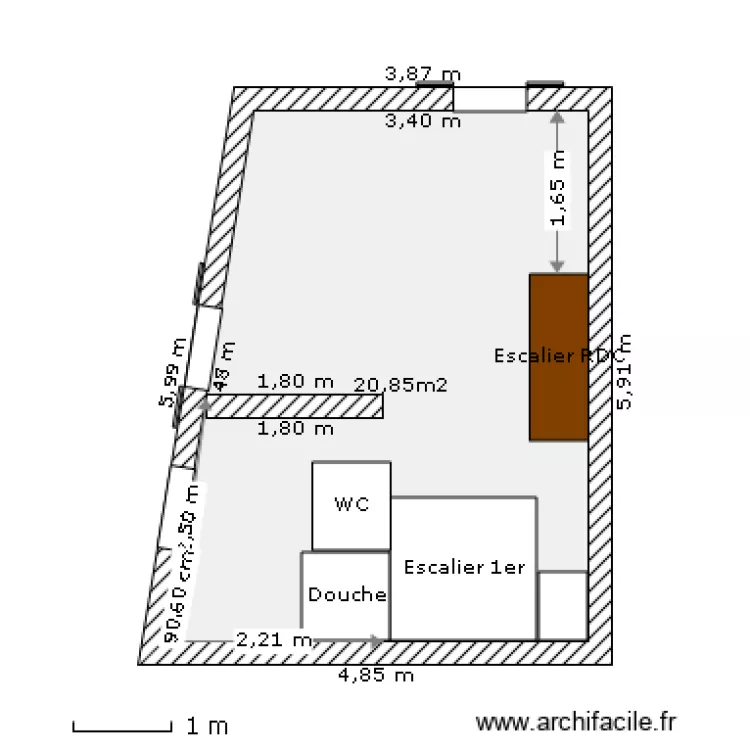 1er &eacute;tage Maison Arignac. Plan de 
