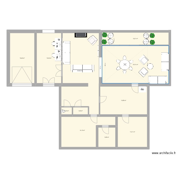 Marcy New veranda vie quinter. Plan de 11 pièces et 185 m2