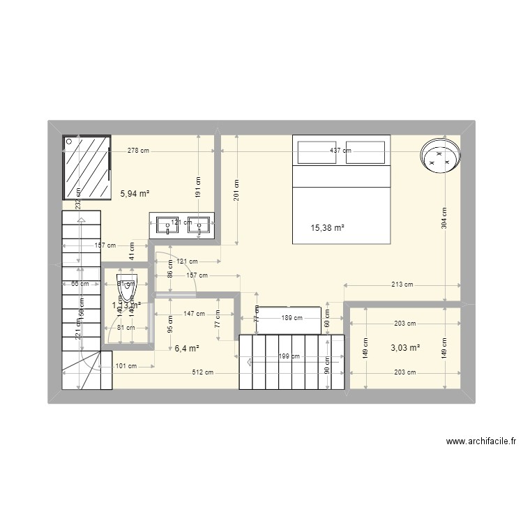 chambre 1. Plan de 5 pièces et 32 m2