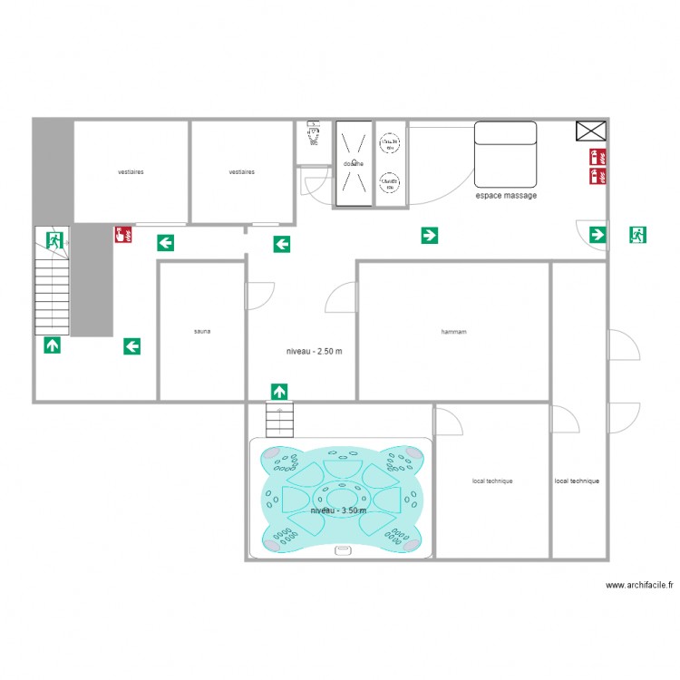 LE MANOIR sous sol PLAN EVACUATION. Plan de 0 pièce et 0 m2