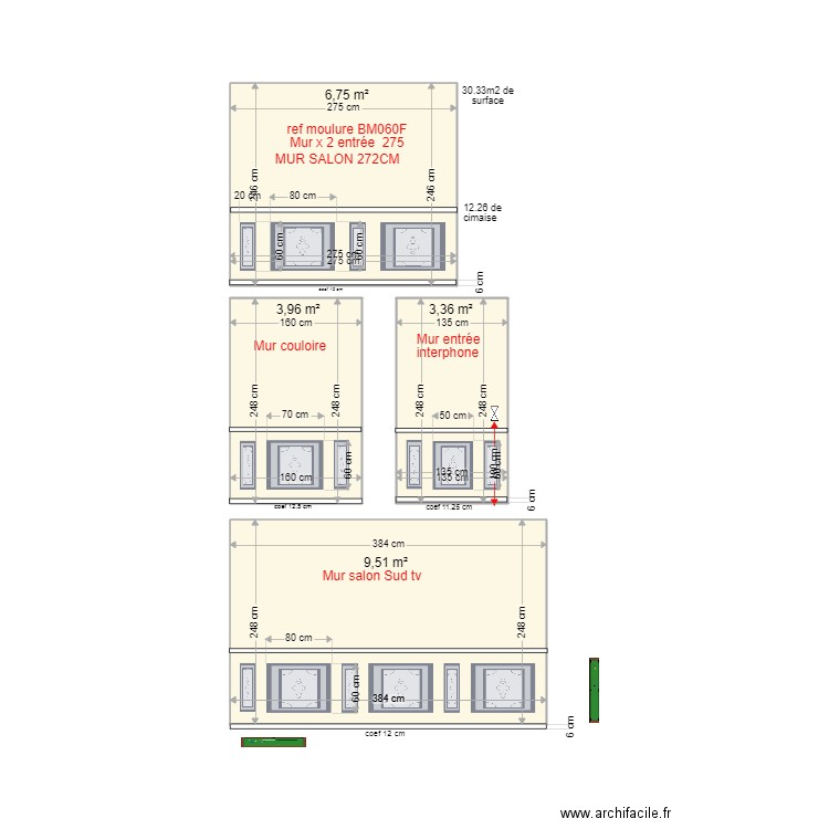 MUR . Plan de 4 pièces et 24 m2