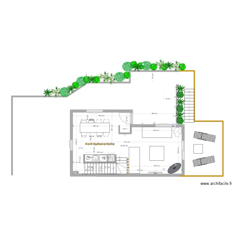 Chalet  RDC Escalier cloisonné. Plan de 12 pièces et 98 m2