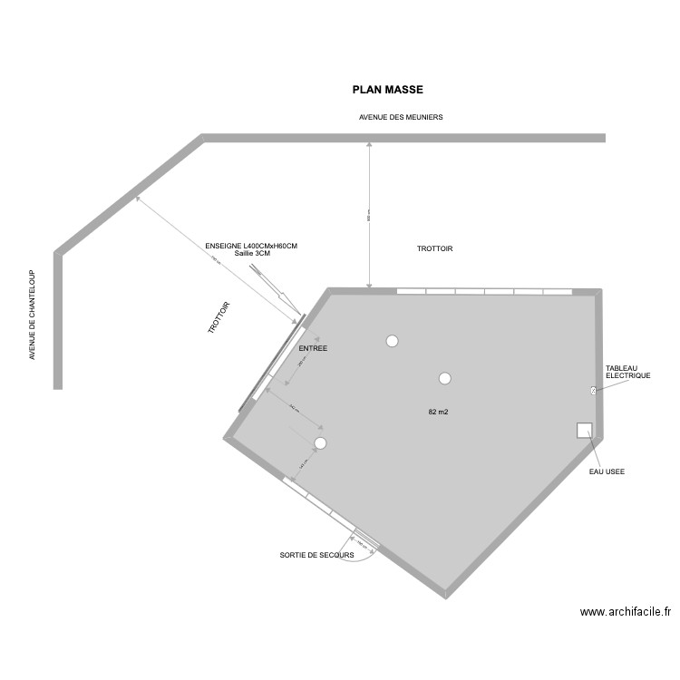 LOCAL CHANTELOUP enseigne PLAN MASSE. Plan de 1 pièce et 86 m2