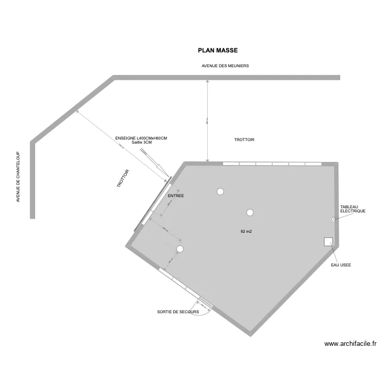 LOCAL CHANTELOUP enseigne PLAN MASSE. Plan de 