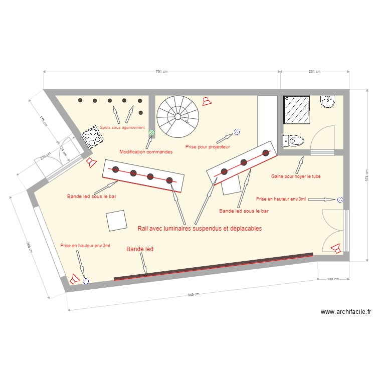 La piste Torgon. Plan de 2 pièces et 54 m2