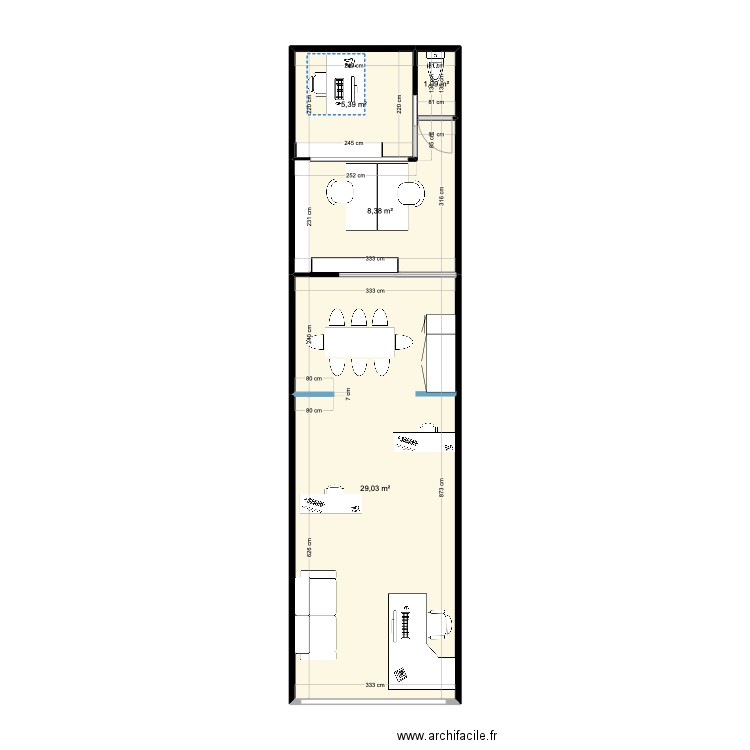 PLAN AGNCE . Plan de 4 pièces et 44 m2