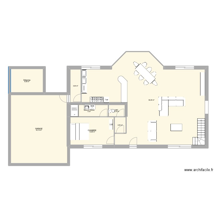 NÉRAC MODIFIÉ. Plan de 8 pièces et 171 m2