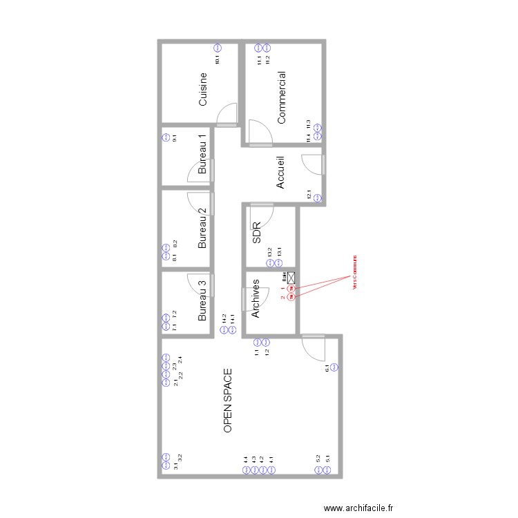 Réseau RJ45. Plan de 0 pièce et 0 m2