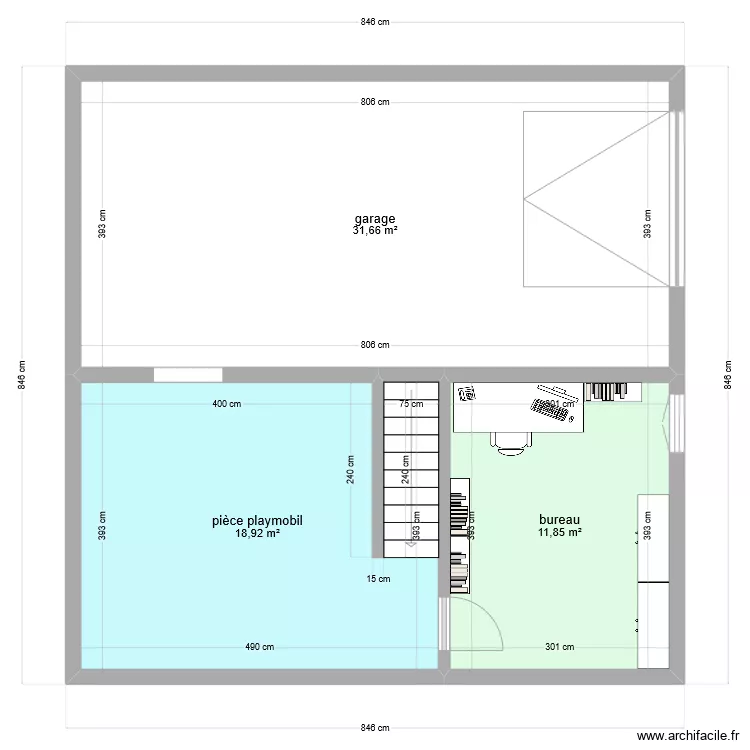 bogny sous sol meubl&eacute; et annot&eacute;. Plan de 