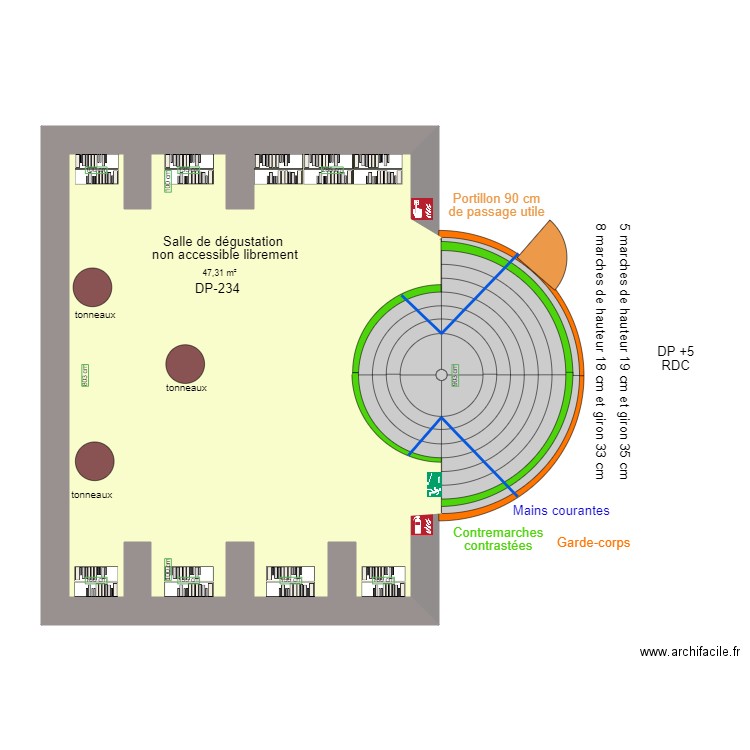 SOUS SOL LA GARE APRES TRAVAUX. Plan de 1 pièce et 47 m2