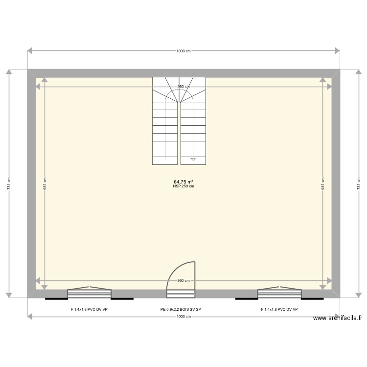 LE DORNER. Plan de 2 pièces et 130 m2