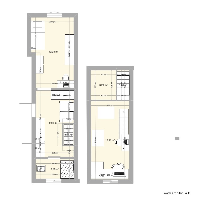extension version 2. Plan de 7 pièces et 44 m2