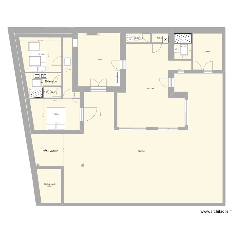 Maison Lagord Extension V1. Plan de 13 pièces et 237 m2