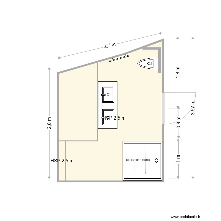 ETAGE FUTUR. Plan de 2 pièces et 8 m2