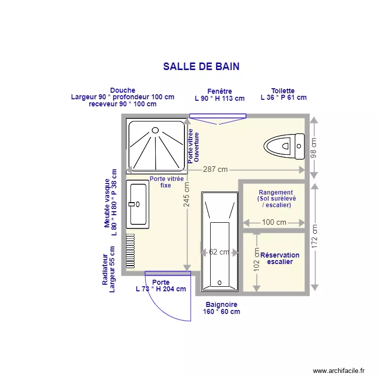 Salle de bain Alain Me THOMAS. Plan de 