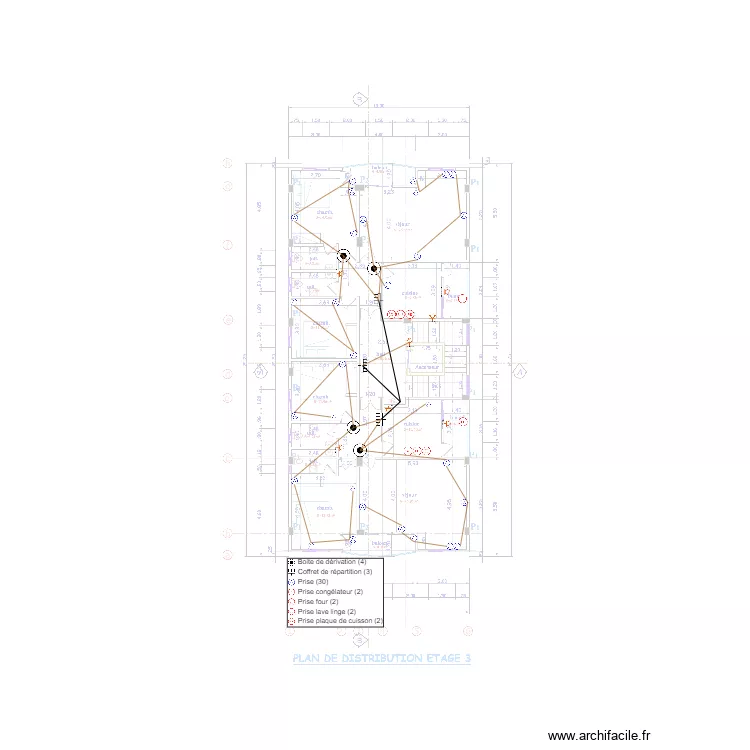 Alimentation de prises Etage 3. Plan de 0 pièce et 0 m2