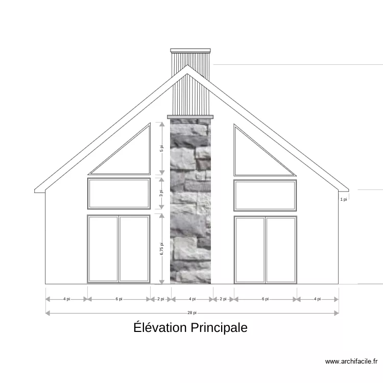 Élévation Principale (Chalet). Plan de Élévation Principale (Chalet). Plan de