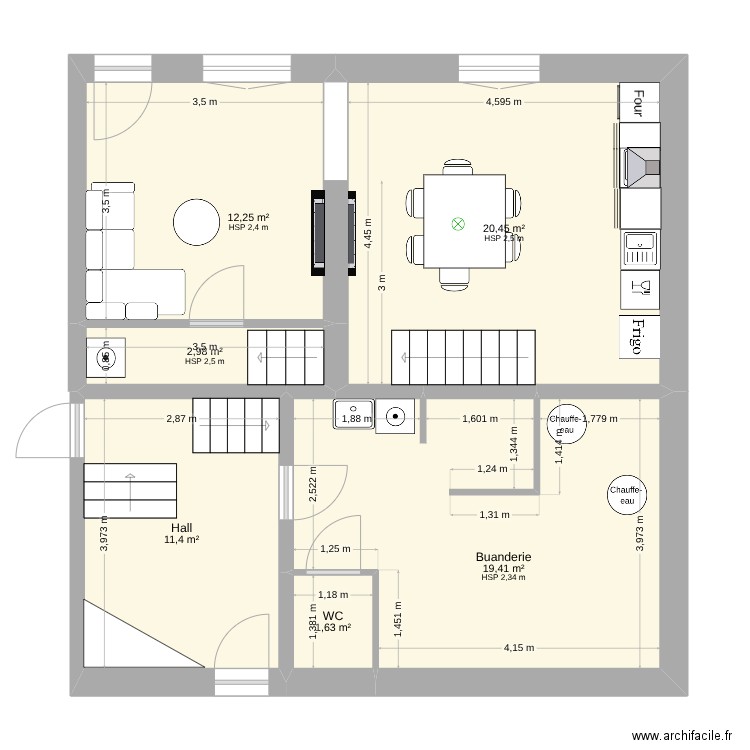 plan rdc. Plan de 6 pièces et 68 m2