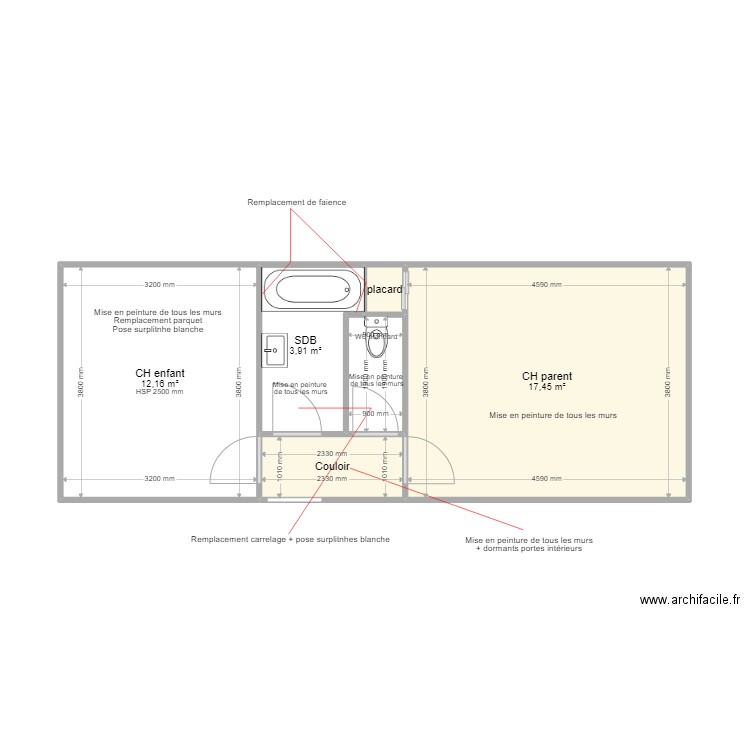 Fontaine D22040583. Plan de 6 pièces et 38 m2