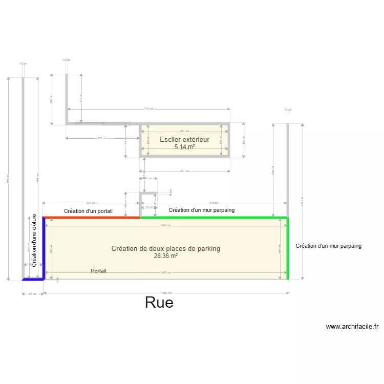 Clos Paill&eacute; Terrain apr&egrave;s transformation. Plan de 