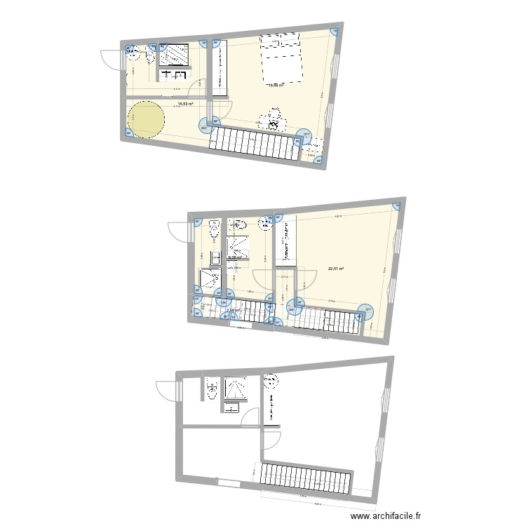 SDB 2. Plan de 5 pièces et 69 m2