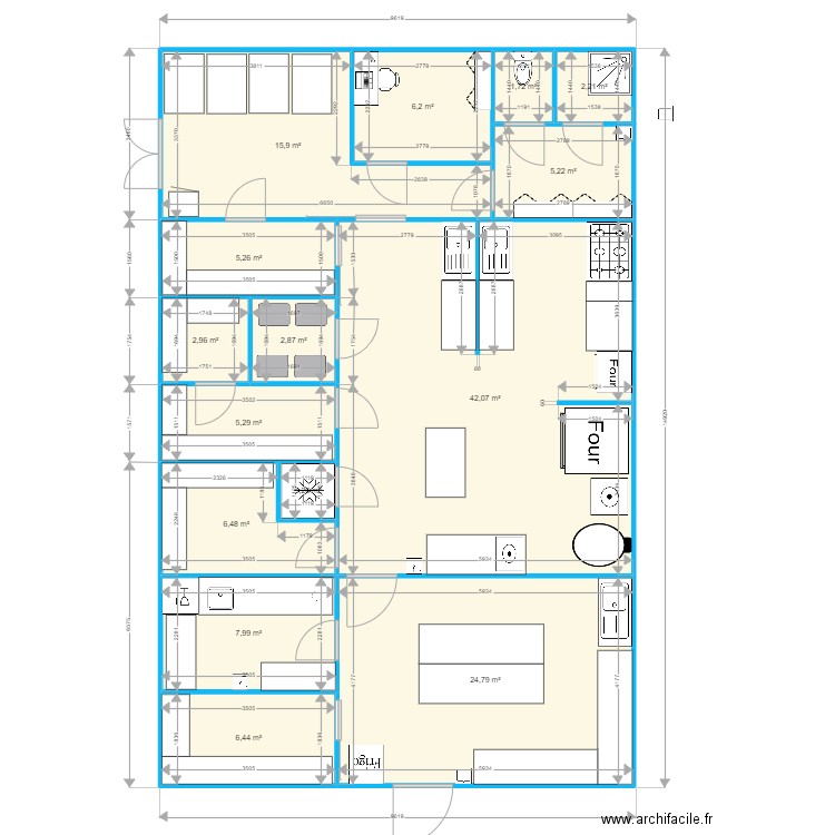 NIELAUD GERARD 2. Plan de 15 pièces et 137 m2