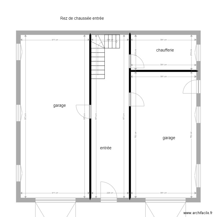 PAUCHON EDL Rez de chaussée. Plan de 4 pièces et 100 m2