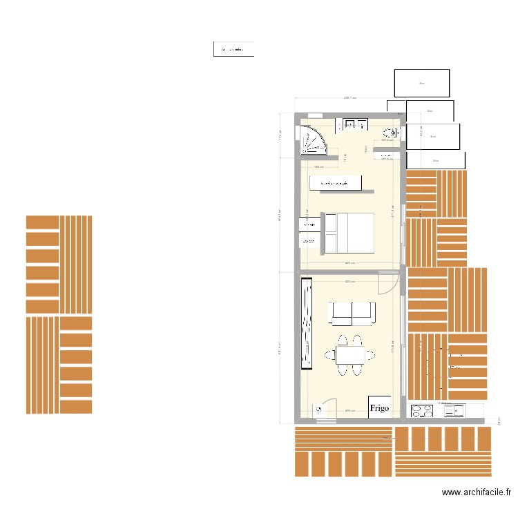 bengalow 5 cerisier. Plan de 2 pièces et 47 m2