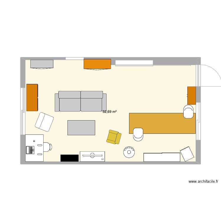 Maison Cecile 2 Plan 1 pièce 33 m2 dessiné par elecointe