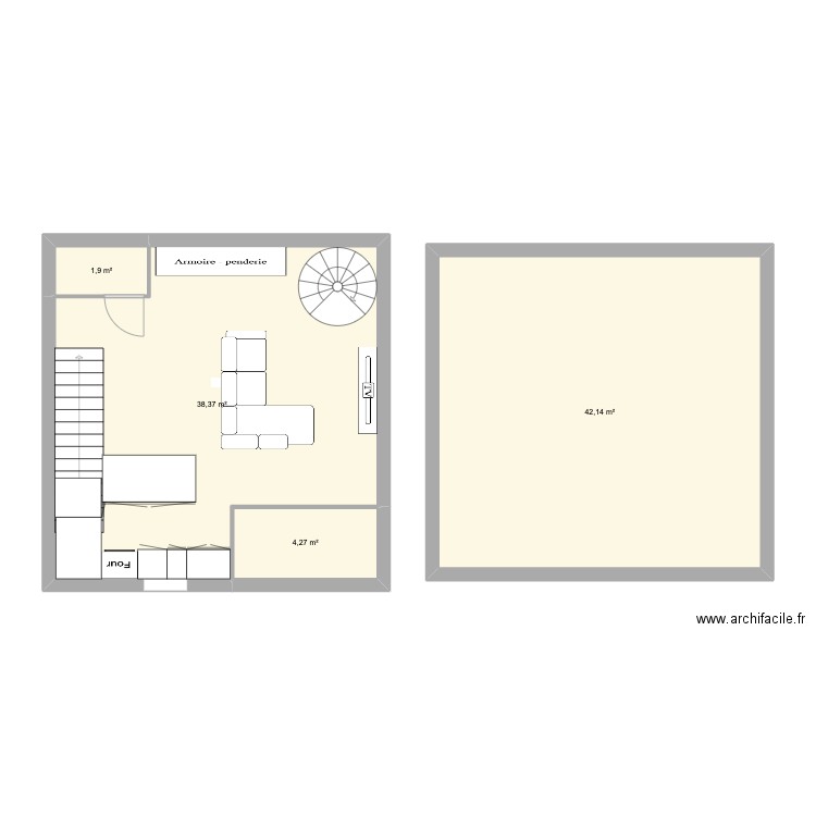 bassin 1er  cuisine bas. Plan de 4 pièces et 87 m2