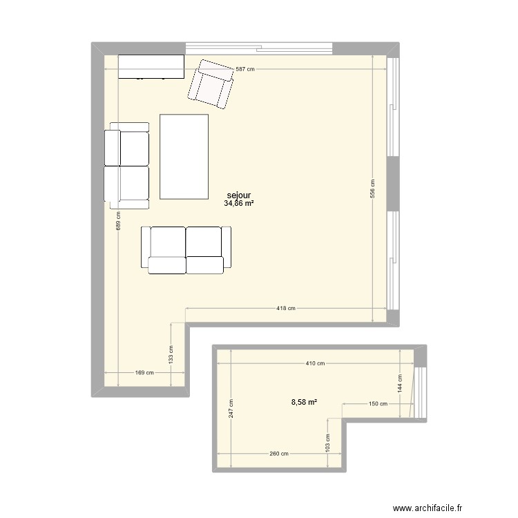 appartement marcq. Plan de 2 pièces et 43 m2