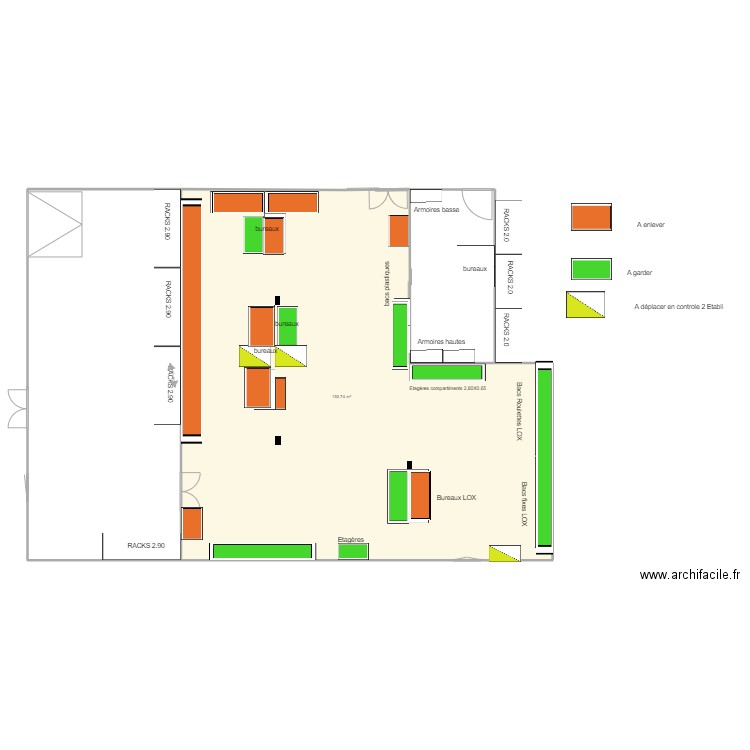 Meyzieu zone Maintenance déménagement. Plan de 1 pièce et 153 m2