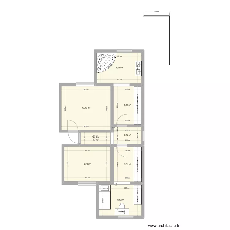 chambres julie. Plan de 