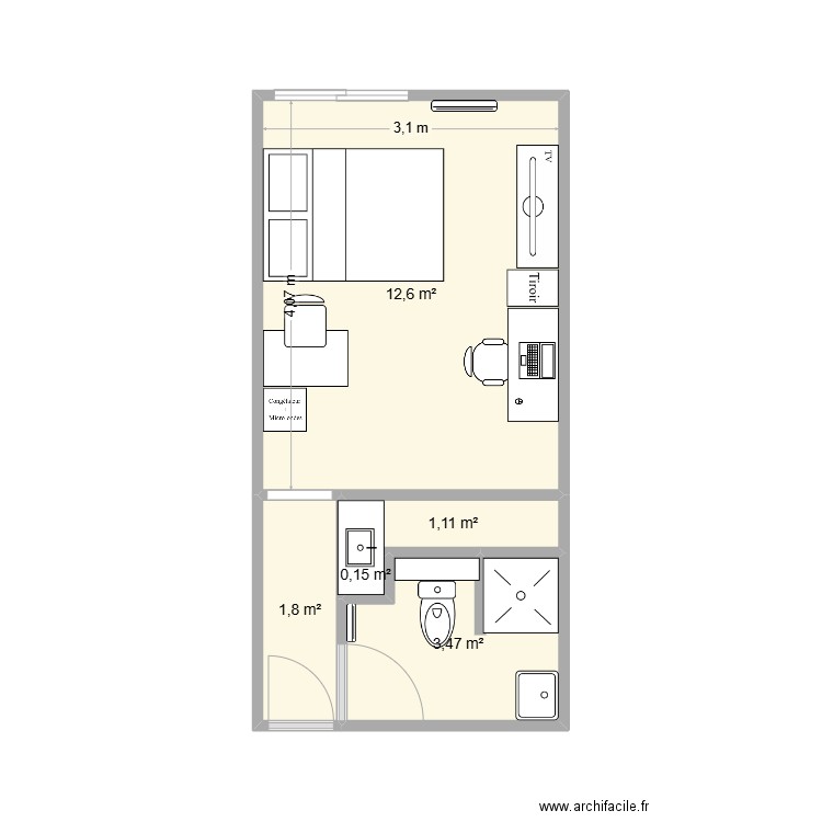 Appart Laura. Plan de 5 pièces et 19 m2