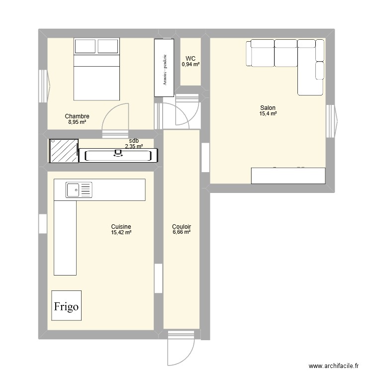 Aiguillon. Plan de 6 pièces et 50 m2