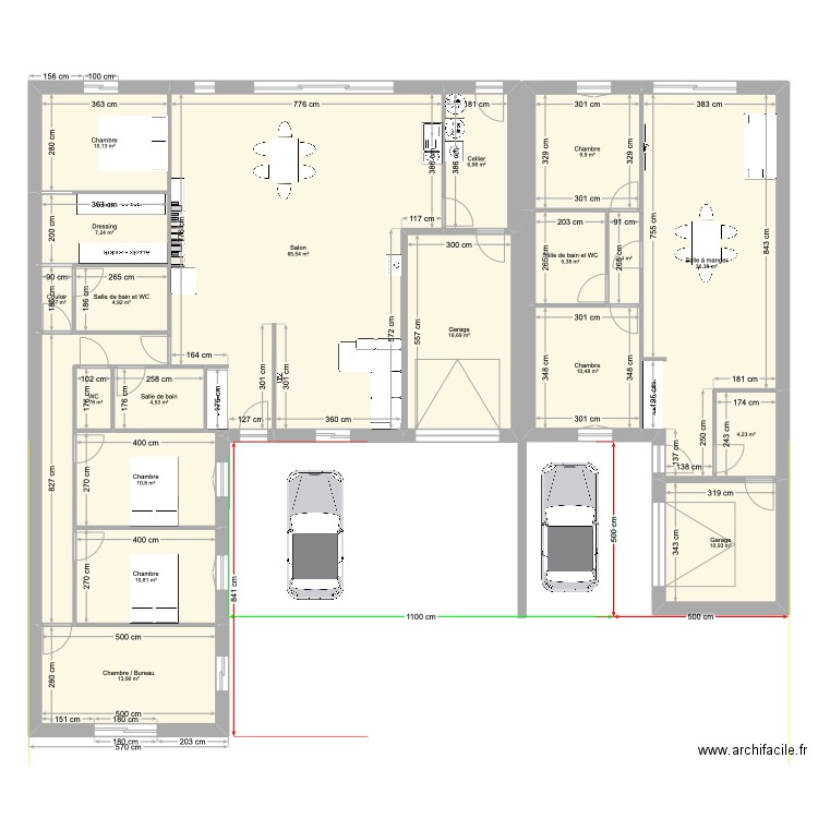 M&M 2. Plan de 20 pièces et 245 m2