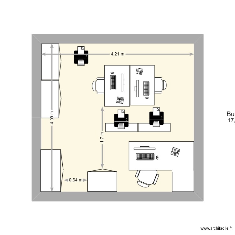 B499. Plan de 1 pièce et 17 m2
