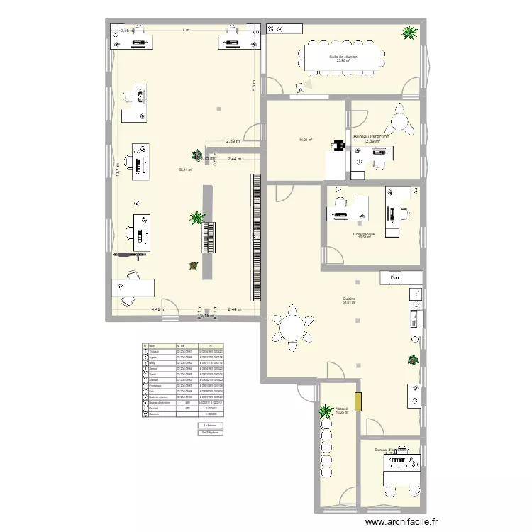 Bureau AIS Q 1&egrave;re. Plan de 8  et 236 m²