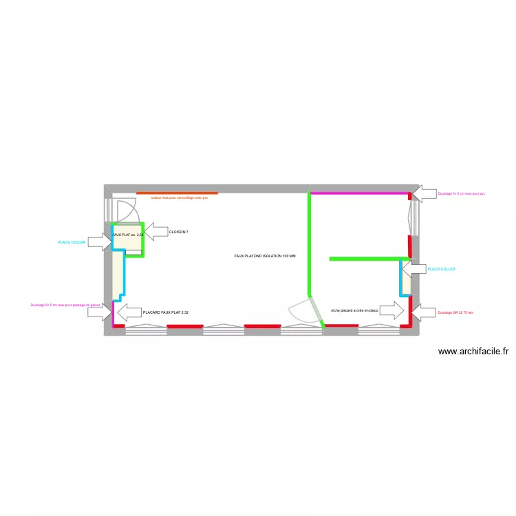 Charret V2 plan placo. Plan de 4  et 2 m²