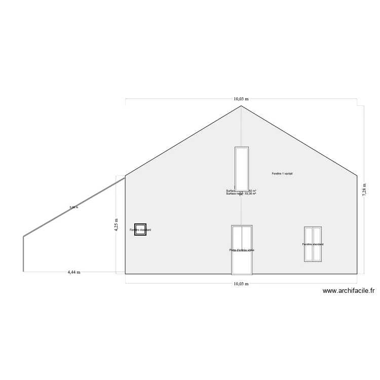 facade Ouest Betbezer. Plan de 